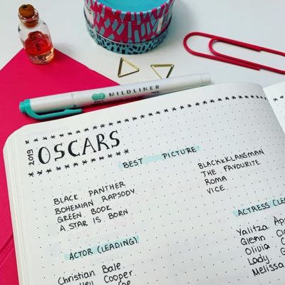 Bullet journal layout: Oscars 2019